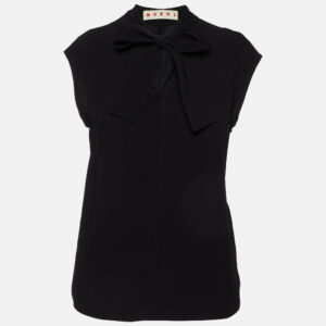 Marni Black Crepe Neck Tie Sleeveless Top S