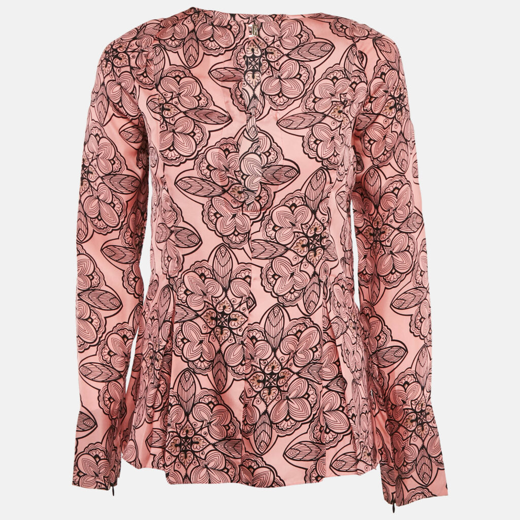 Marni Pink Printed Silk Full Sleeve Top M