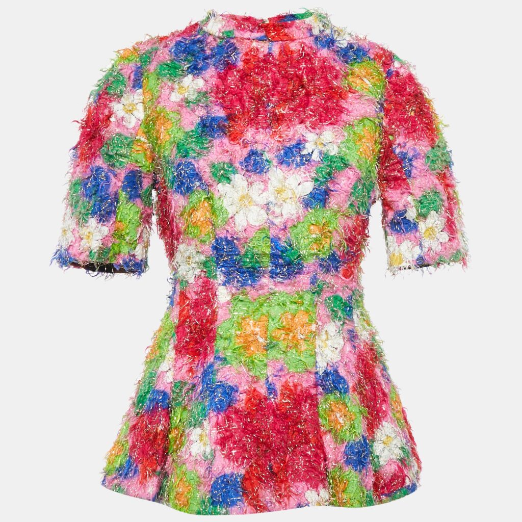 luxury-women-marni-used-clothes-p1097182-001 Marni Multicolor Floral Print Cotton Blend and Lurex Top S