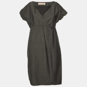 Marni Charcoal Grey Cotton Faux Wrap Dress S