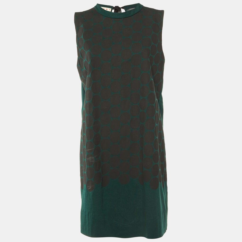 luxury-women-marni-used-clothes-p1103788-005 Marni Green Polka Dotted Cotton Sleeveless Shift Dress L