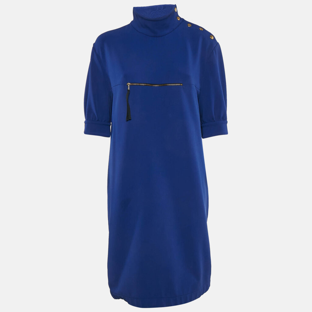 luxury-women-marni-used-clothes-p1105321-001 Marni Royal Blue Stretch Crepe Zip Detail Short Dress M
