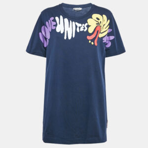 Marni Navy Blue Printed Cotton Crew Neck T-Shirt XL