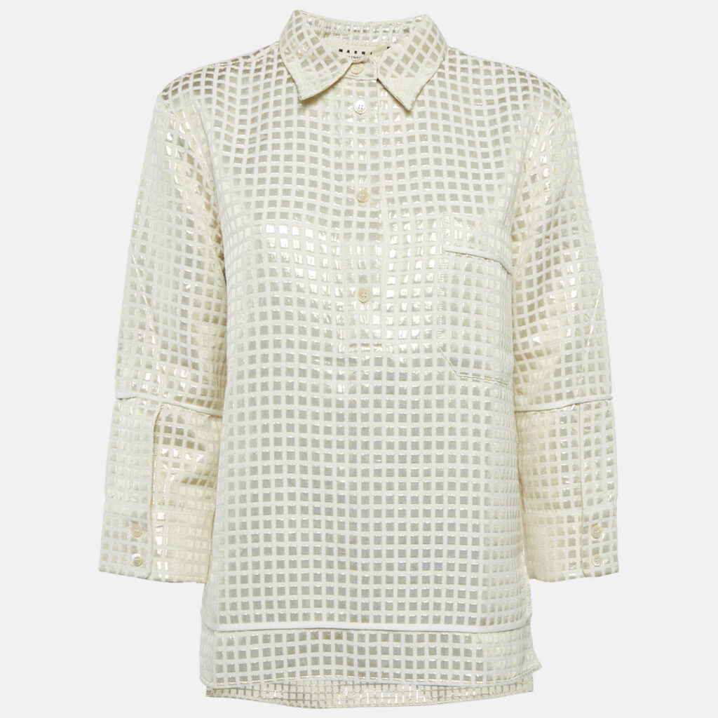 Marni Cream Lurex and Cotton Tunic S