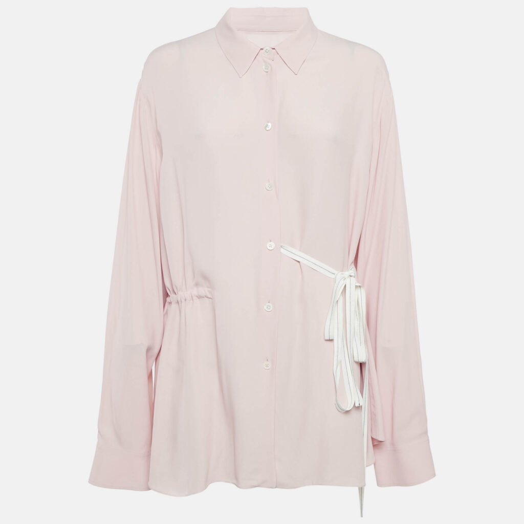 luxury-women-marni-used-clothes-p1122333-001 Marni Pink Crepe Button Front Long Shirt M