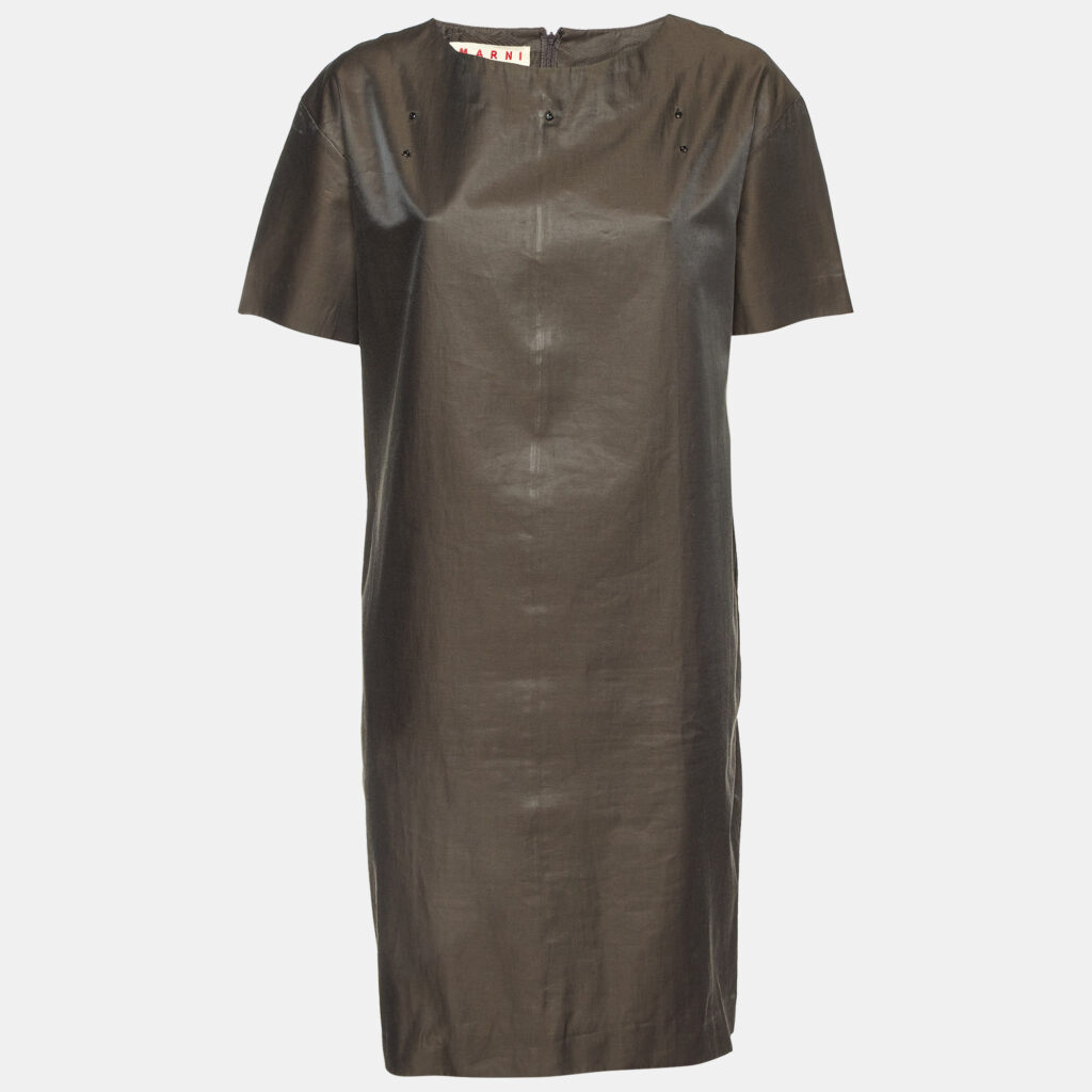 luxury-women-marni-used-clothes-p1124828-006 Marni Brown Cotton Blend Shift Dress L