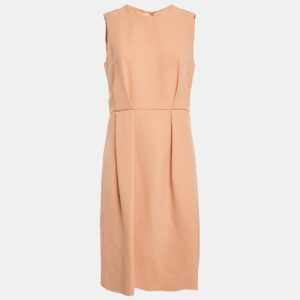 Marni Orange Crepe Pleated Sleeveless Short Dress M