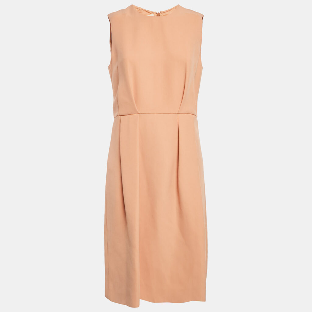 Marni Orange Crepe Pleated Sleeveless Short Dress M