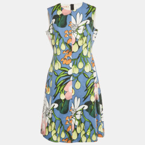 Marni Blue Printed Cotton Blend Sleeveless Short Dress M