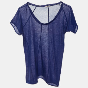 Marni Navy Blue Cotton Knit Deep Neck T-Shirt M