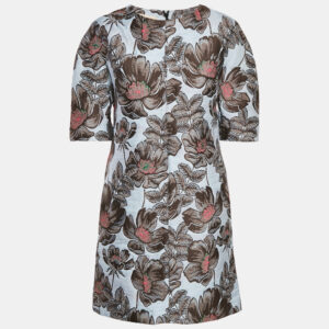 marni blue floral jacquard shift dress m