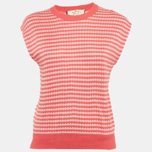 Marni Pink Honeycomb Pattern Cotton Sleeveless Jumper M