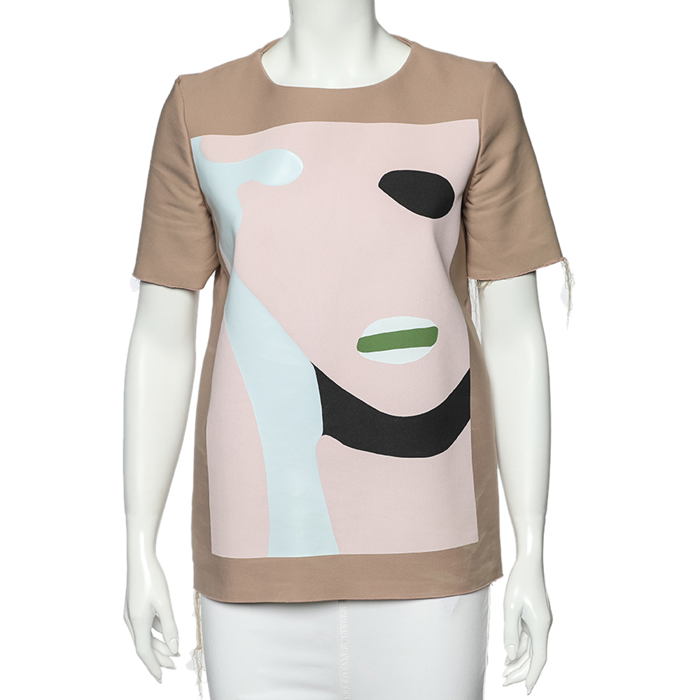 luxury-women-marni-used-clothes-p551197-001-2 Marni Dusky Pink Printed Cotton Frayed Detailed Top S