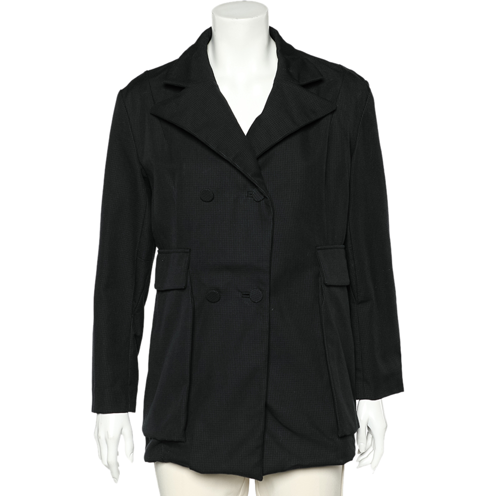 luxury-women-marni-used-clothes-p597922-006-2 Marni Navy Blue Wool & Cotton Double Breasted Jacket L