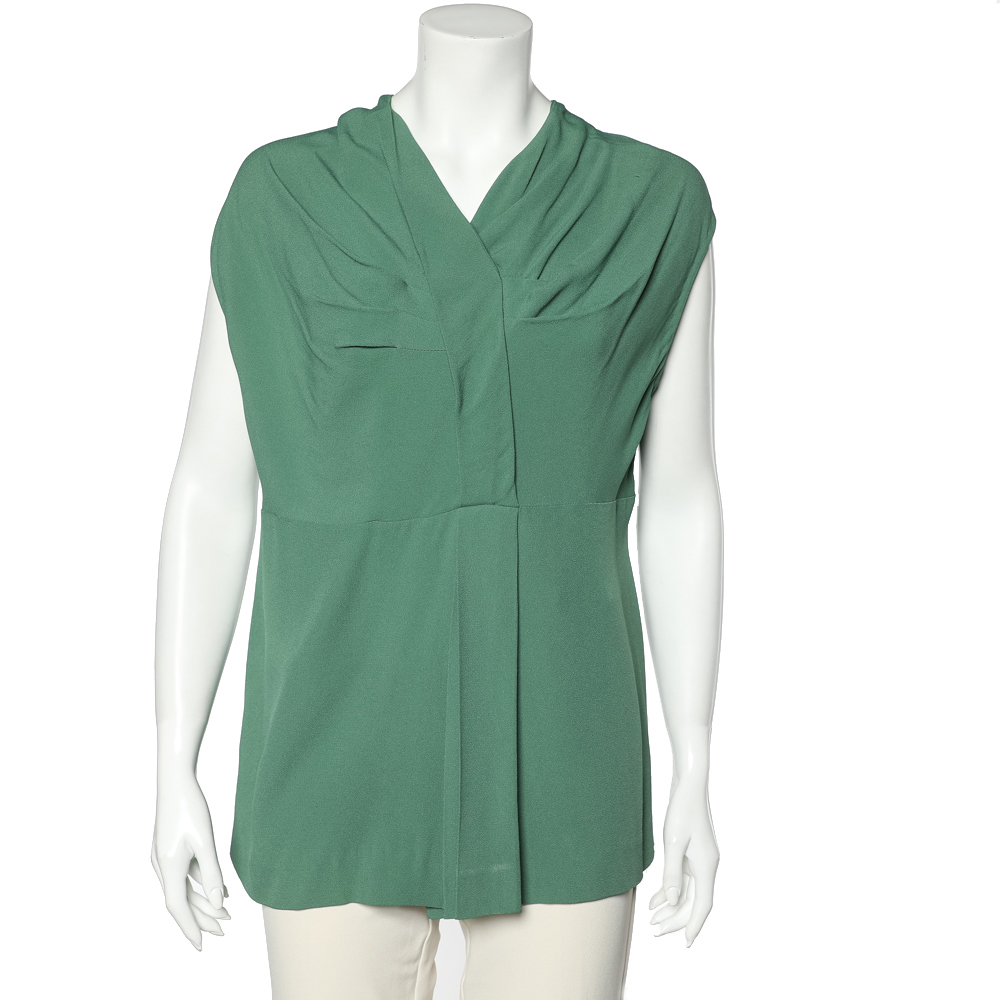 luxury-women-marni-used-clothes-p600382-002-2 Marni Green Crepe Draped Top M