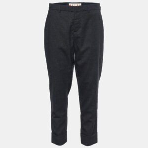 Marni Charcoal Grey Wool Cuffed Trousers M