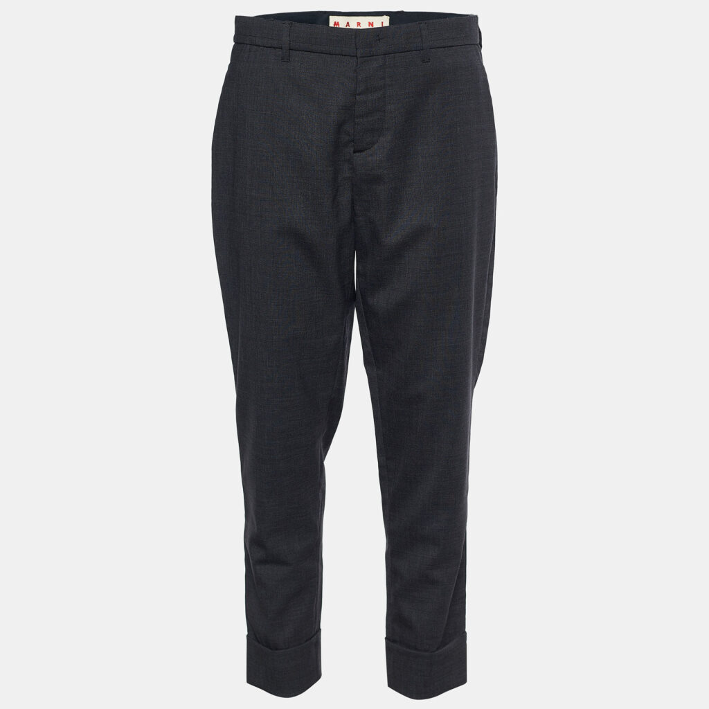 luxury-women-marni-used-clothes-p653087-002-2 Marni Charcoal Grey Wool Cuffed Trousers M