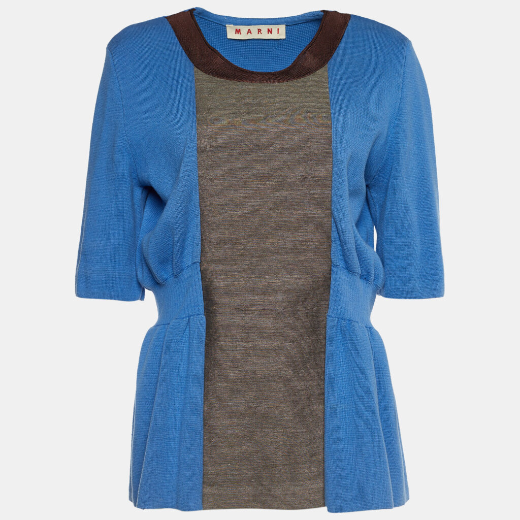 luxury-women-marni-used-clothes-p653532-002-1 Marni Colorblock Rib Knit Elasticized Waist Top M