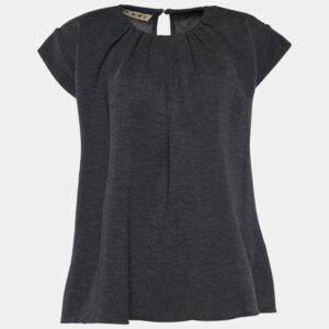 Marni Grey Wool Knit Tie Back Detail Flared Top M