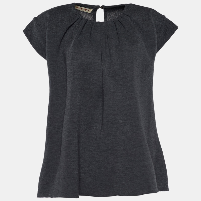 luxury-women-marni-used-clothes-p666552-1656487197-008-1 Marni Grey Wool Knit Tie Back Detail Flared Top M