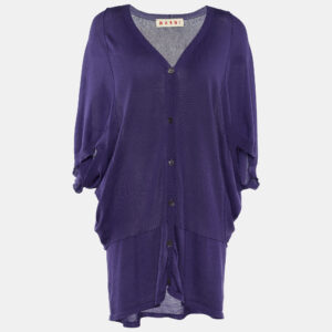 Marni Purple Cotton Knit Button Front Top L