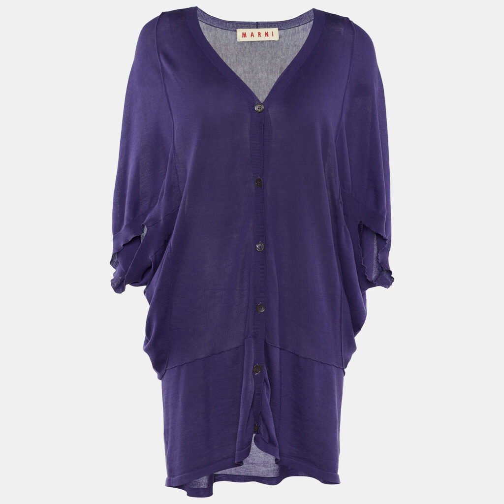 luxury-women-marni-used-clothes-p666997-001-1 Marni Purple Cotton Knit Button Front Top L