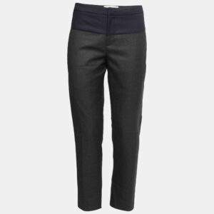 Marni Navy Blue & Grey Wool Tapered Leg Trousers M