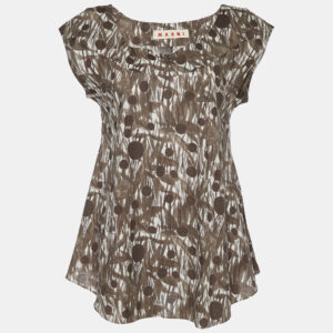 Marni Brown Printed Cotton Sleeveless Top M