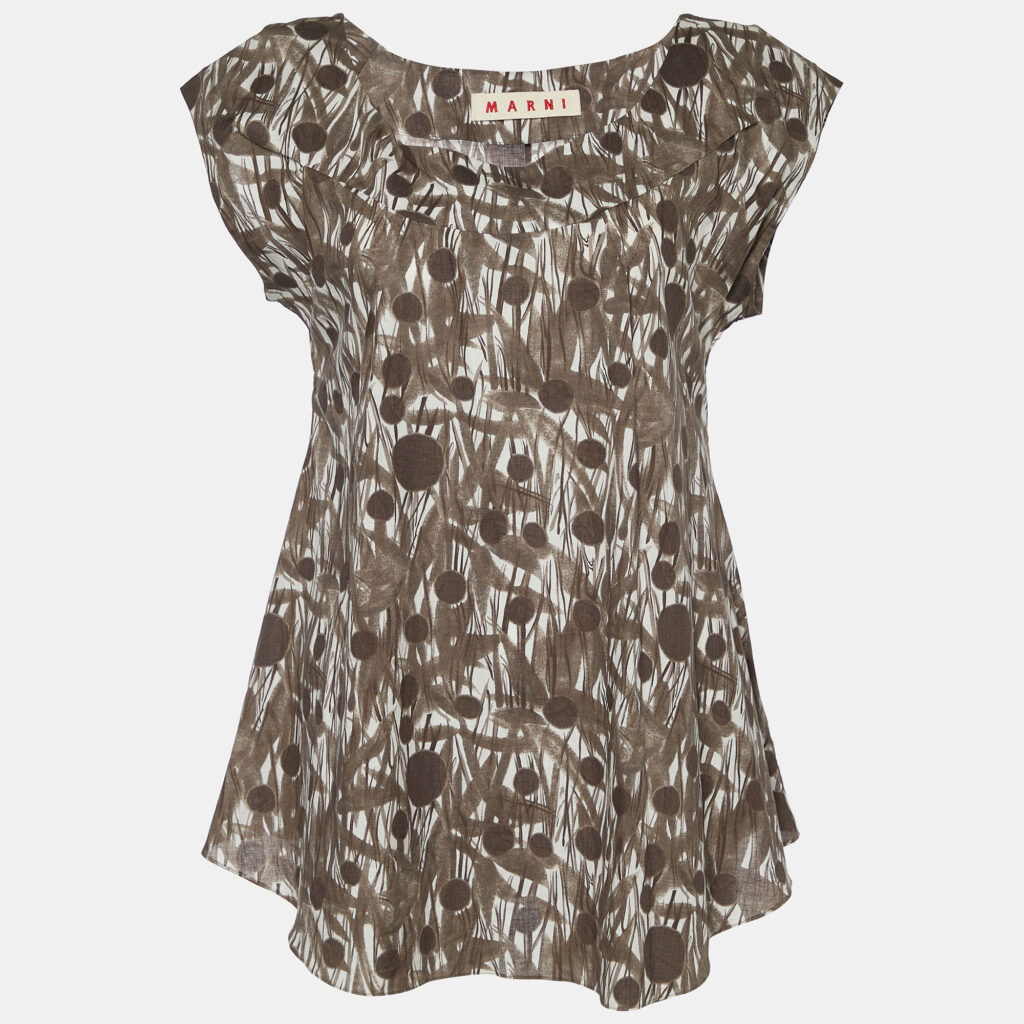 luxury-women-marni-used-clothes-p750523-002 Marni Brown Printed Cotton Sleeveless Top M