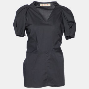 Marni Charcoal Grey Cotton V Neck Top M