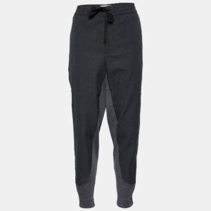 Marni Grey Wool Zipper Hem Paneled Trousers M