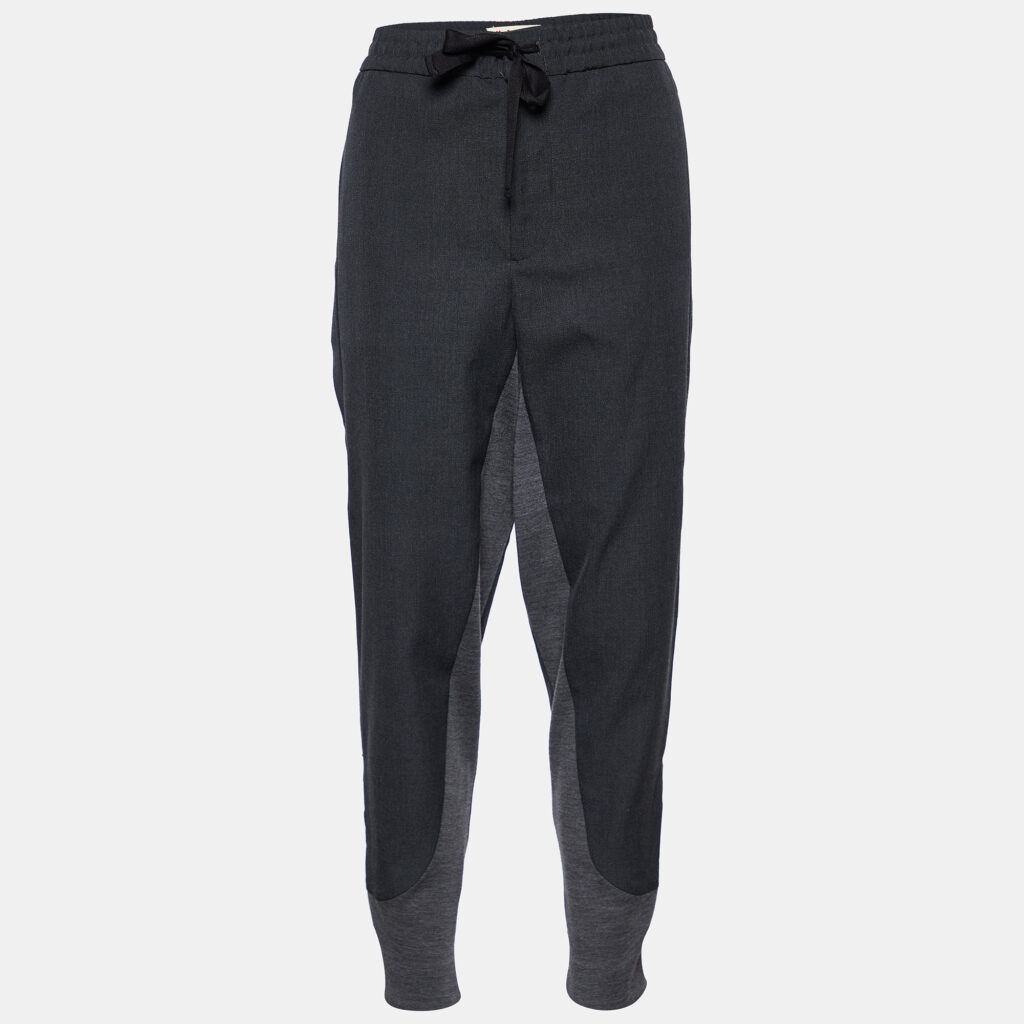luxury-women-marni-used-clothes-p750845-001 Marni Grey Wool Zipper Hem Paneled Trousers M