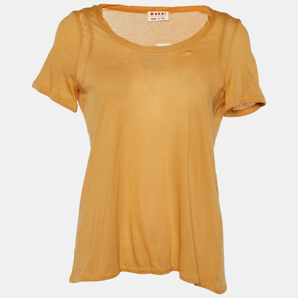 luxury-women-marni-used-clothes-p751151-001 Marni Mustard Yellow Cotton Knit T-Shirt M