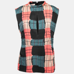 Marni Multicolor Printed Silk Crepe Keyhole Cutout Top M