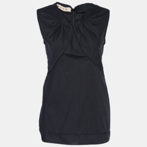 Marni Black Cotton Gather Detail Sleeveless Top M