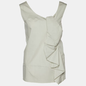 Marni Grey Cotton Knot Detail Sleeveless Top S