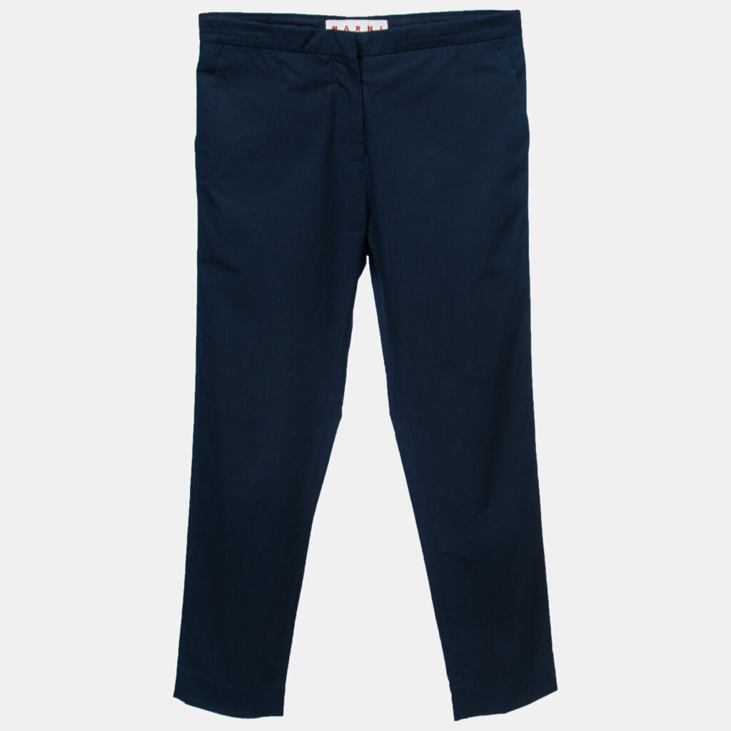 luxury-women-marni-used-clothes-p756339-004 Marni Navy Blue Cotton Straight-Leg Trousers S