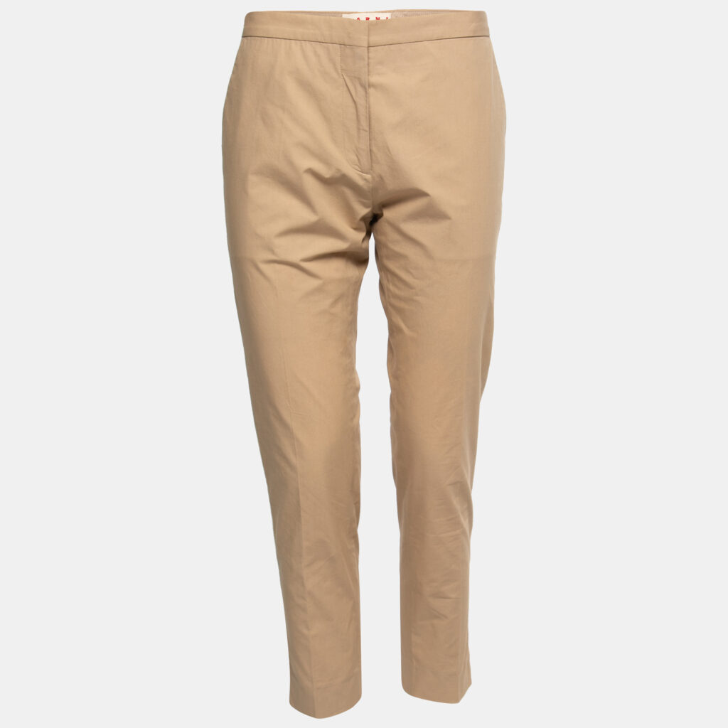 luxury-women-marni-used-clothes-p756342-001 Marni Tan Cotton Straight-Leg Trousers M