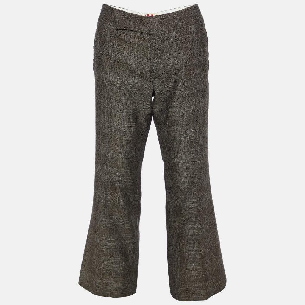 luxury-women-marni-used-clothes-p847044-004 Marni Brown Patterned Wool & Silk Cropped Trousers S