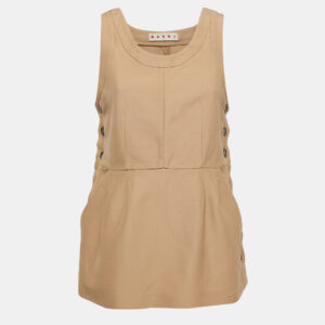 Marni Beige Cotton Buttoned Sleeveless Peplum Top M