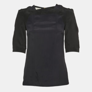 Marni Navy Blue & Black Chiffon Top S