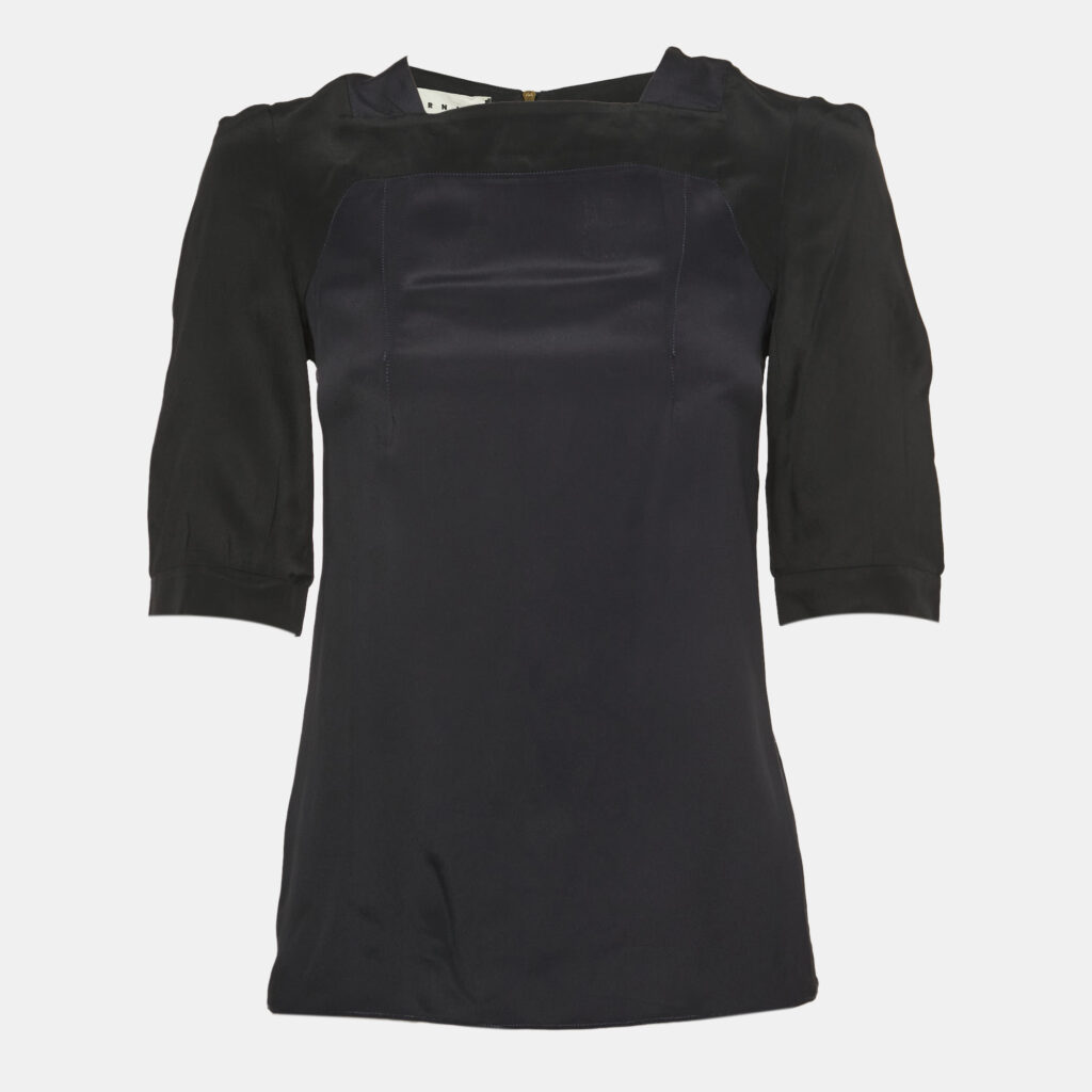 luxury-women-marni-used-clothes-p885775-002 Marni Navy Blue & Black Chiffon Top S