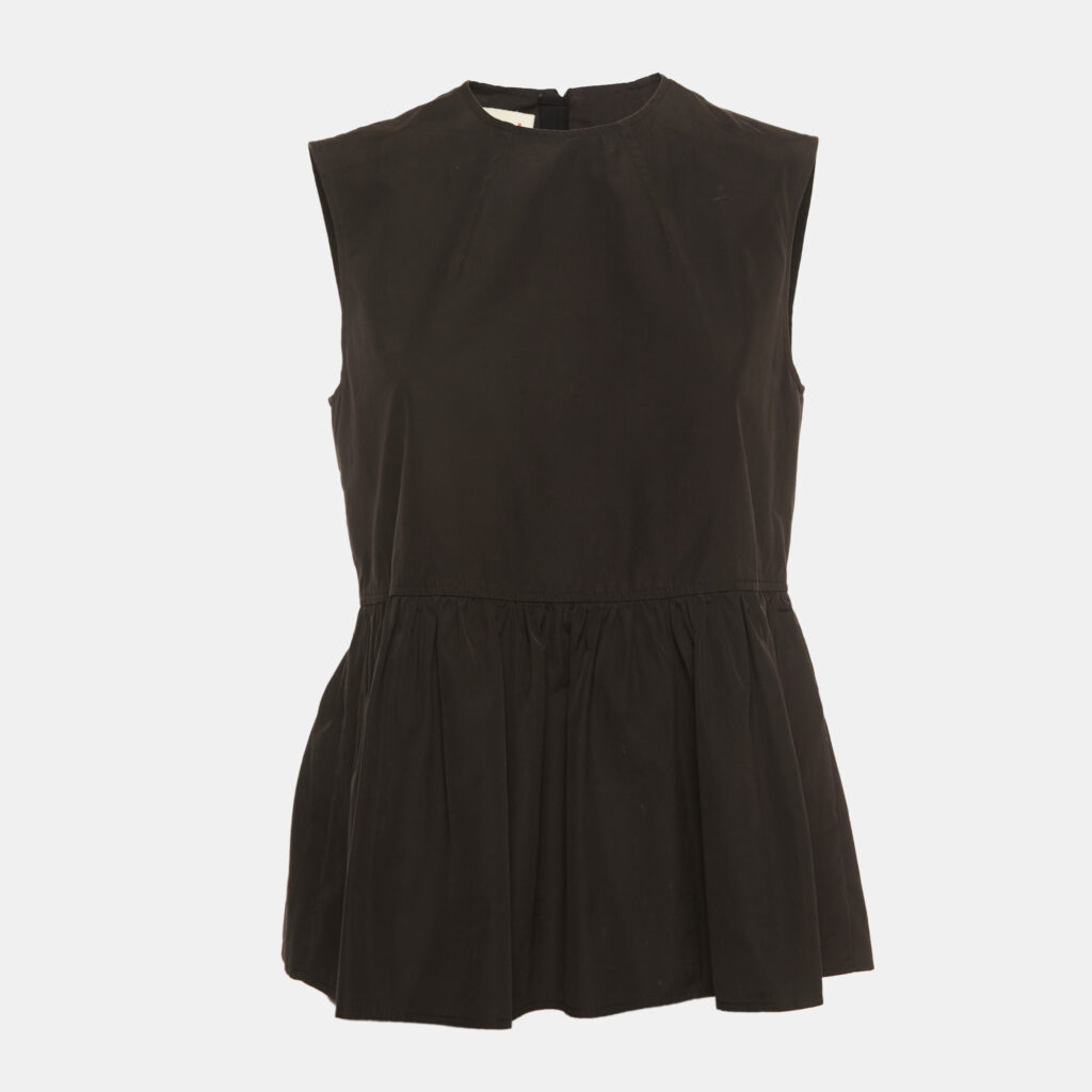 Marni Black Cotton Sleeveless Peplum Top S