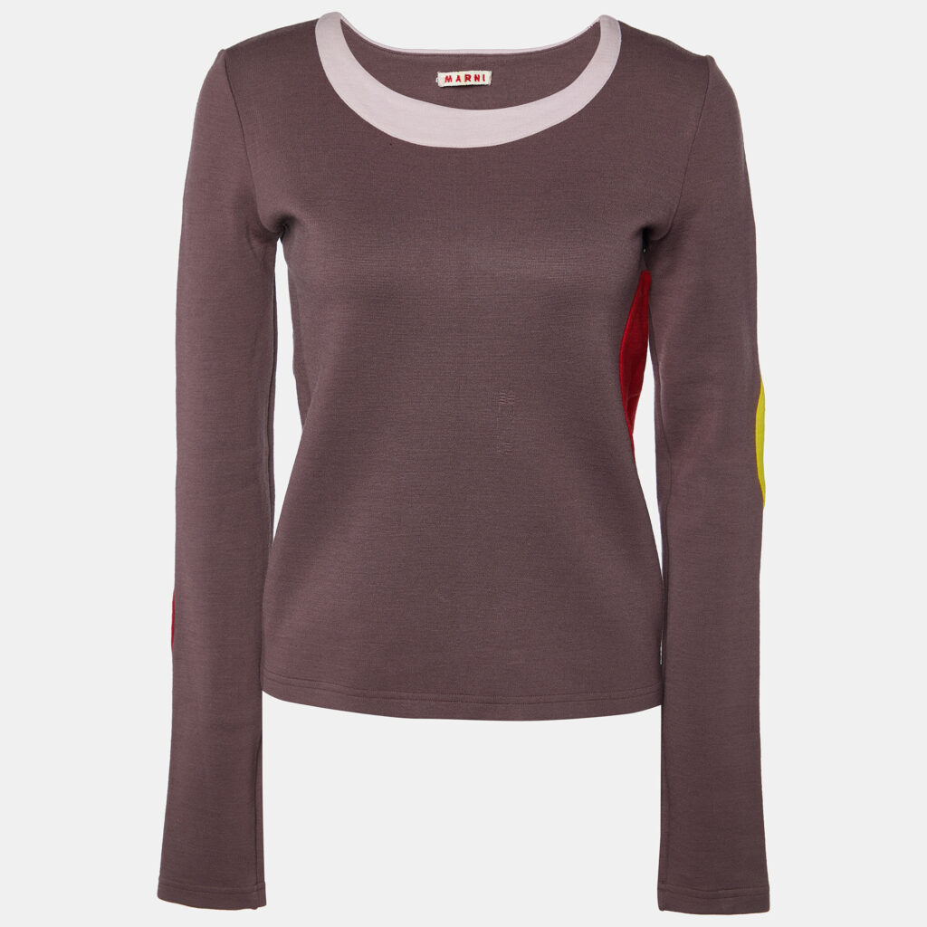 luxury-women-marni-used-clothes-p932271-001 Marni Purple Wool Contrast Detail Long Sleeve Sweatshirt M