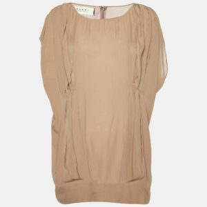 Marni Beige Pleated Crepe Loose Fit Blouse M