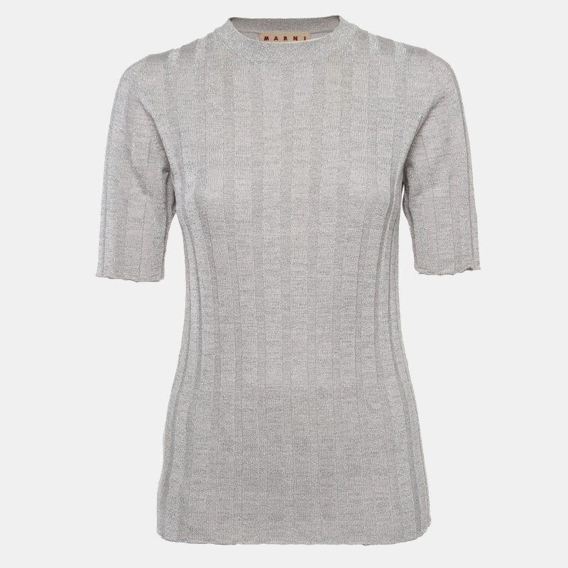 luxury-women-marni-used-clothes-p983843-1716442512-001 Marni Silver Lurex Knit Mock Neck Top M