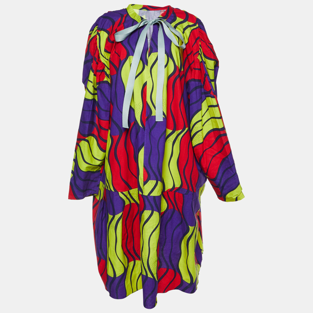 luxury-women-marni-used-clothes-p988324-003 Marni Multicolor Printed Cotton Oversized Tunic Dress S