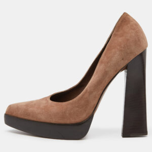 Marni Metallic Brown Suede Square Toe Platform Pumps Size 39