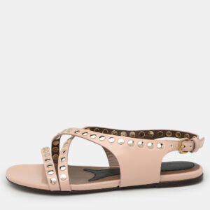 Marni Beige Embellished Leather Slingback Sandals Size 34.5