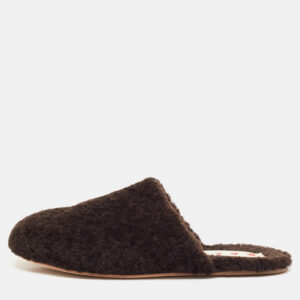 Marni Dark Brown Shearling Fur Flat Mules Size 38